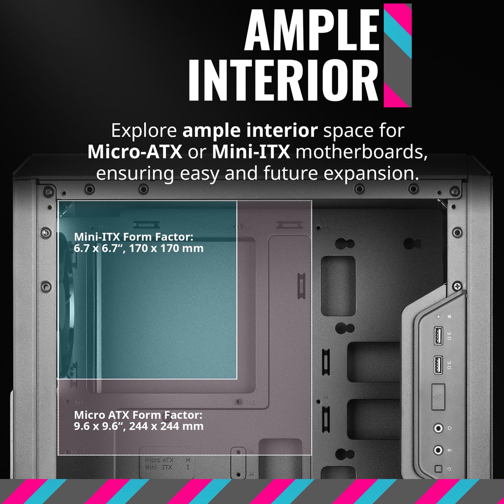 Cooler Master MasterBox Q300L Micro-ATX PC Case – Compact mATX Computer Case with Magnetic Dust Filters, Modular Adjustable I/O Panel, Perforated Airflow Design, 1 x 120mm Pre-Installed Fan, Black