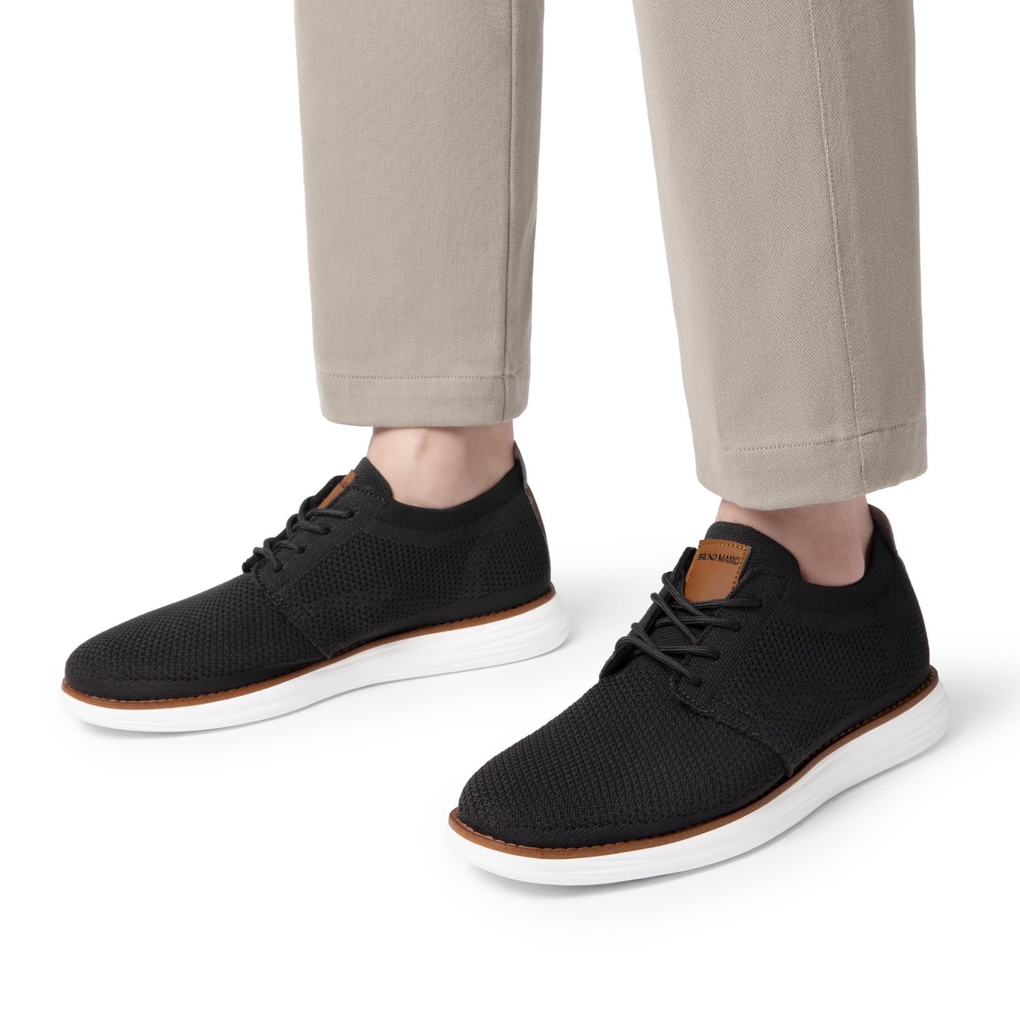 Bruno Marc Men's KnitFlex Breeze Mesh Oxford Sneakers - Breathable Business Casual Shoes Lightweight & Comfortable Walking Shoes for Men, Size 12,Black,GRAND-01