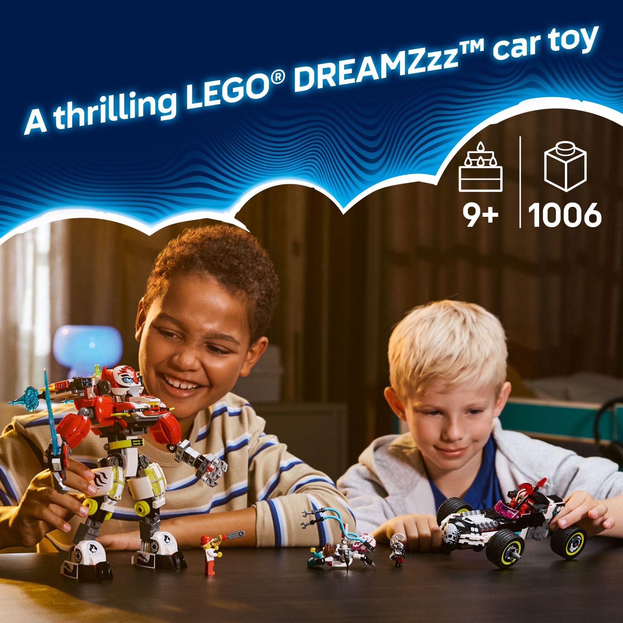 LEGO DREAMZzz Cooper's Tiger Mech & Zero's Hot Rod Car Toy - Building Robot Toy for Kids, Boys and Girls, Ages 9+ - Building Kit for Pretend Play - Gift Idea for Birthdays - 71497