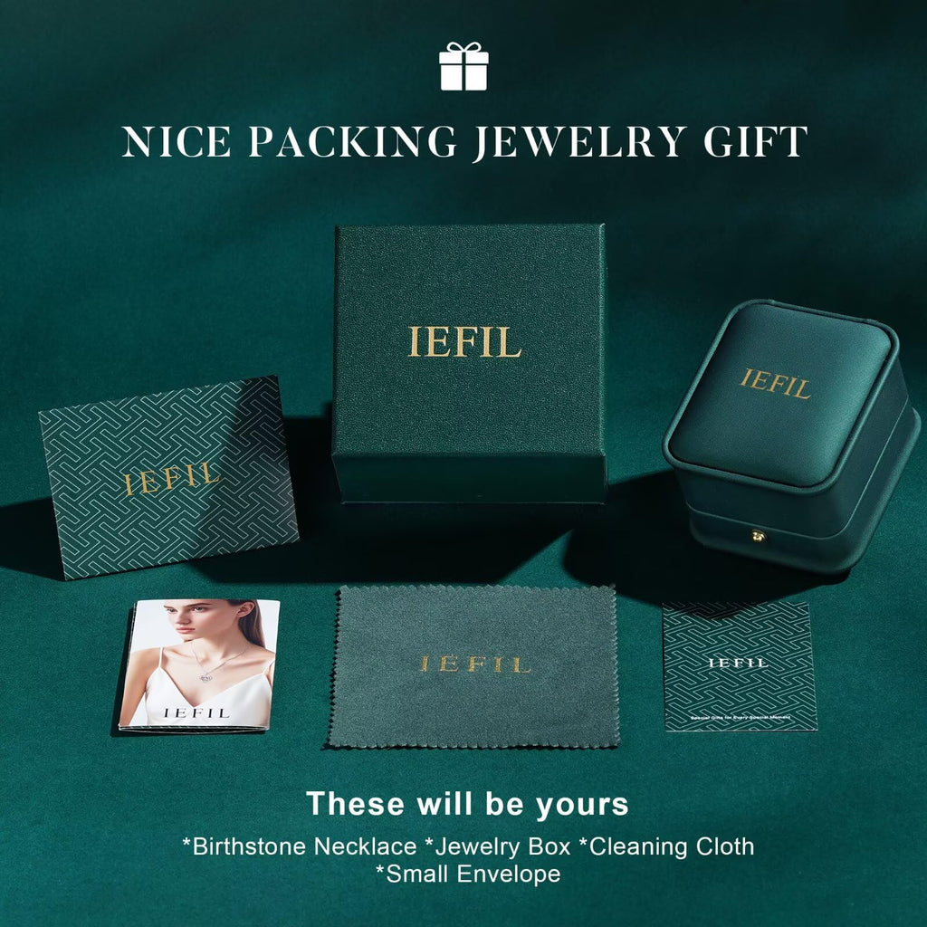 Iefil Simulated Aquamarine Jewelry for Women - March Birthstone Necklace | Wife Birthday Gift Ideas, Anniversary Women Gifts