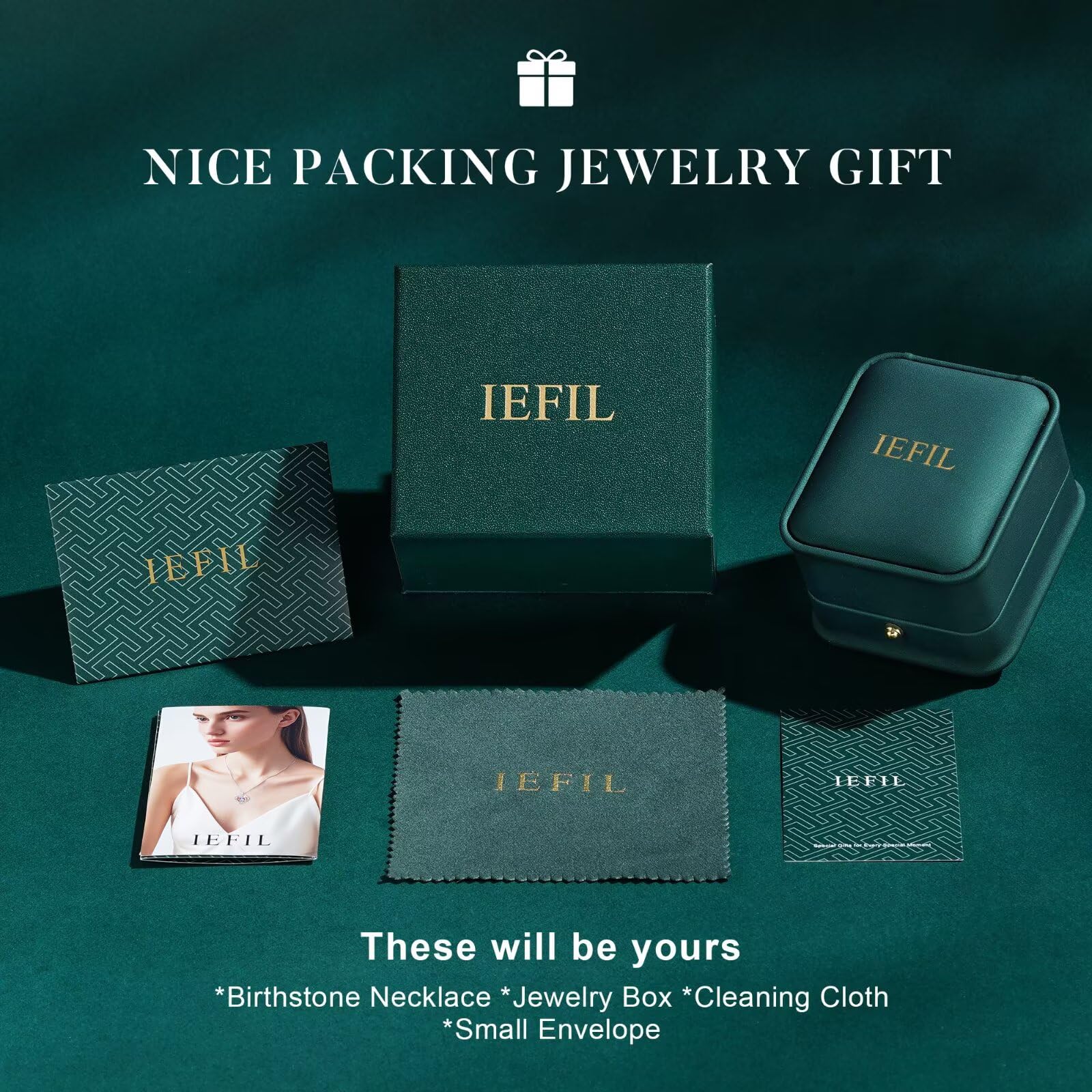 Iefil Simulated Aquamarine Jewelry for Women - March Birthstone Necklace | Wife Birthday Gift Ideas, Anniversary Women Gifts