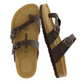 CUSHIONAIRE Luna Sandals for Women, Cork Footbed Womens Sandals for Summer Comfort with Adjustable Straps, Wide Width Available, BROWN 10