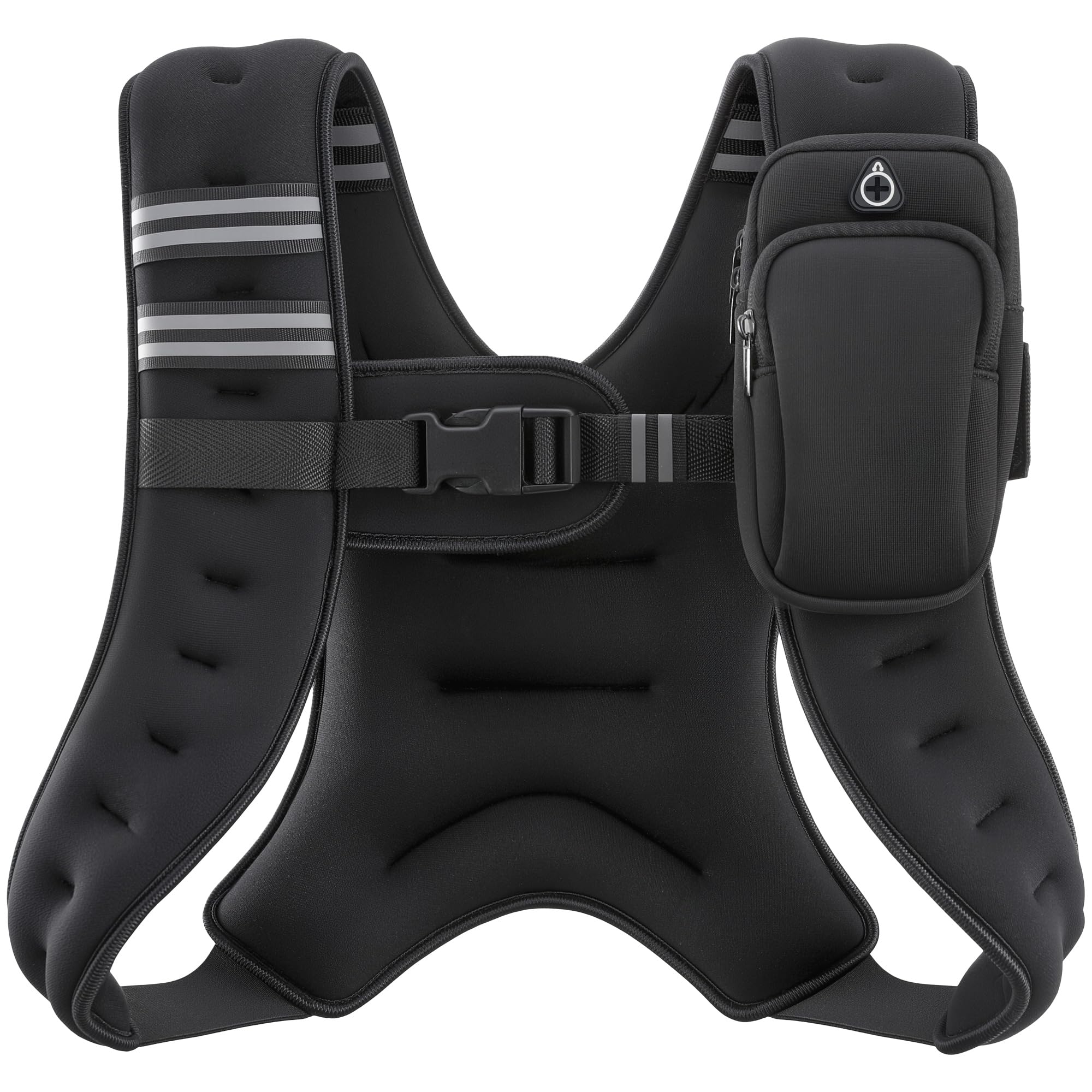 ZELUS Weighted Vest, 6lb/8lb/12lb/16lb/20lb/25lb/30lb Weight Vest with Reflective Stripe for Workout, Strength Training, Running, Fitness, Muscle Building, Weight Loss, Weightlifting, Black(12 lb)