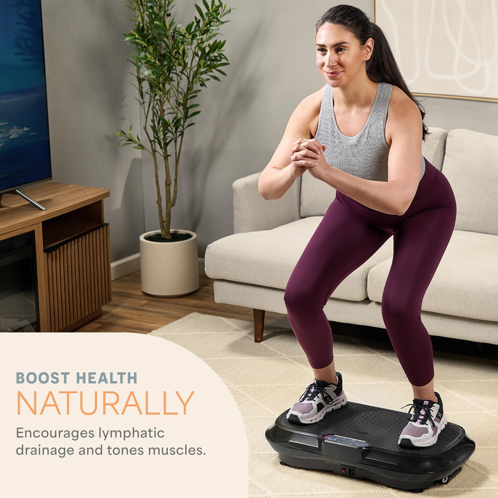 LifePro Vibration Plate Exercise Machine - Whole Body Workout Vibration Fitness Platform w/ Loop Bands - Home Training Equipment for Weight Loss & Toning (Black)