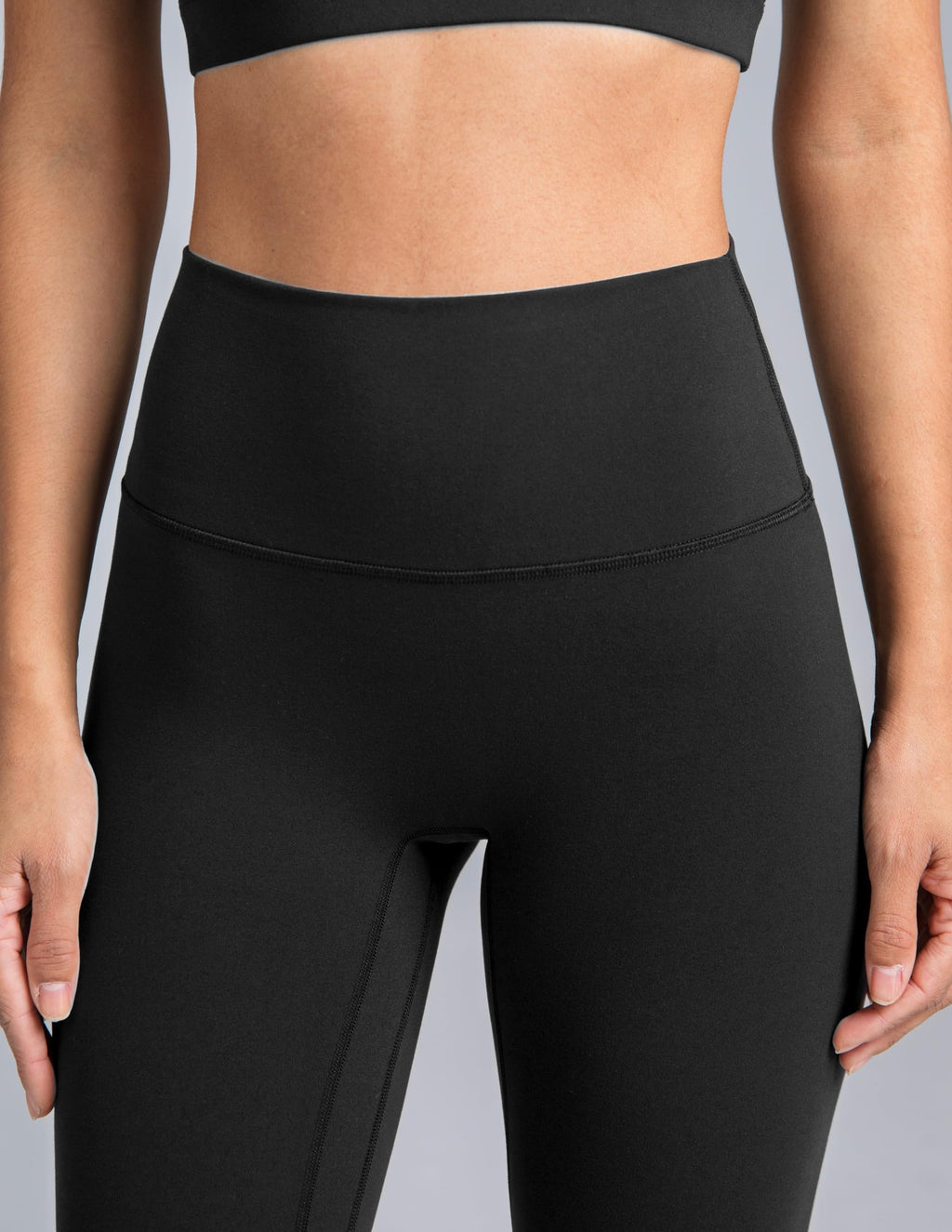 Colorfulkoala Dreamlux No Front Seam Leggings for Women 25" Inseam, High Waisted Buttery Soft 7/8 Yoga Pants (L, Black)