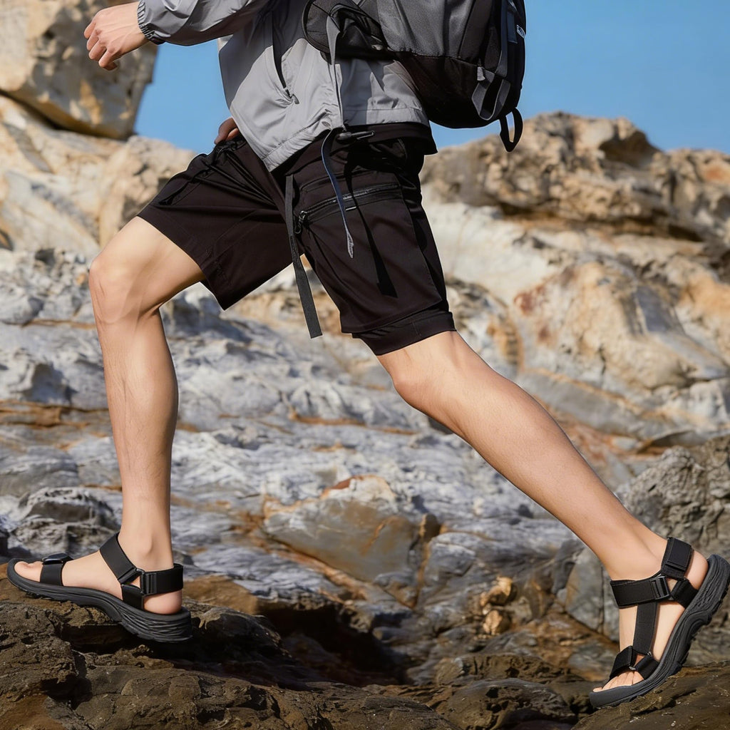vibdiv Mens Sport Sandals Hiking Open Toe Non Slip Athletic Sandals Walking Casual Comfortable for Summer Outdoor Wading Beach Water Shoes Sandalias de hombre Black Size 13