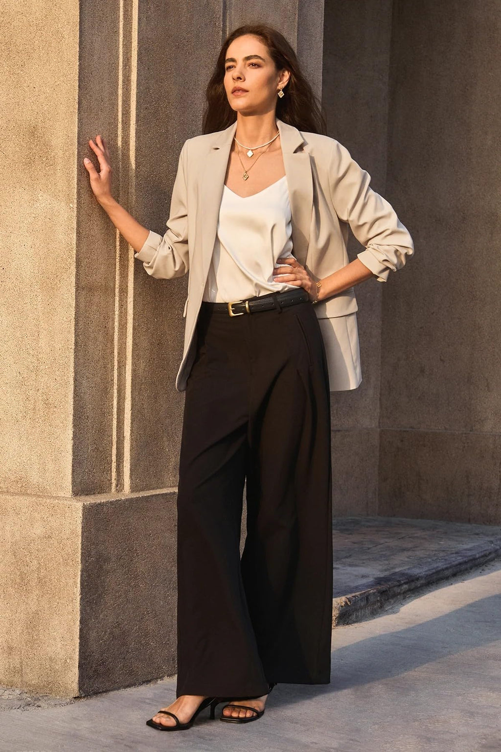 Cicy Bell Womens Casual Blazers Open Front Long Sleeve Work Office Suit Jackets Blazer(Khaki,Medium)