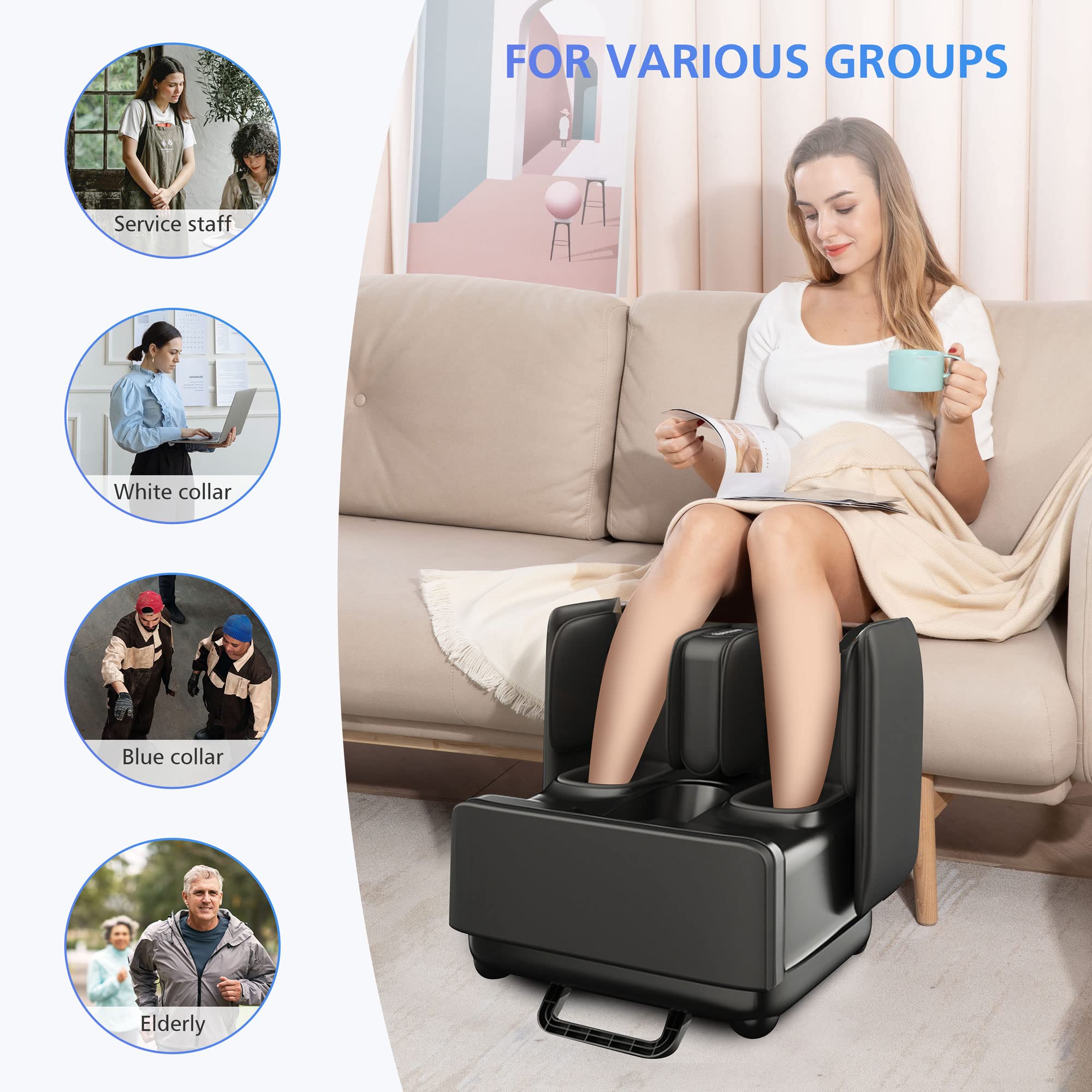 COMFIER 2 in 1 FSA Foot Massager Machine, HSA Shiatsu Foot and Calf Massager with Heat,Kneading,Vibration,Compression Massagers for Feet Health,Ankle & Leg Tired,Plantar Fasciitis,Gift for Men Women