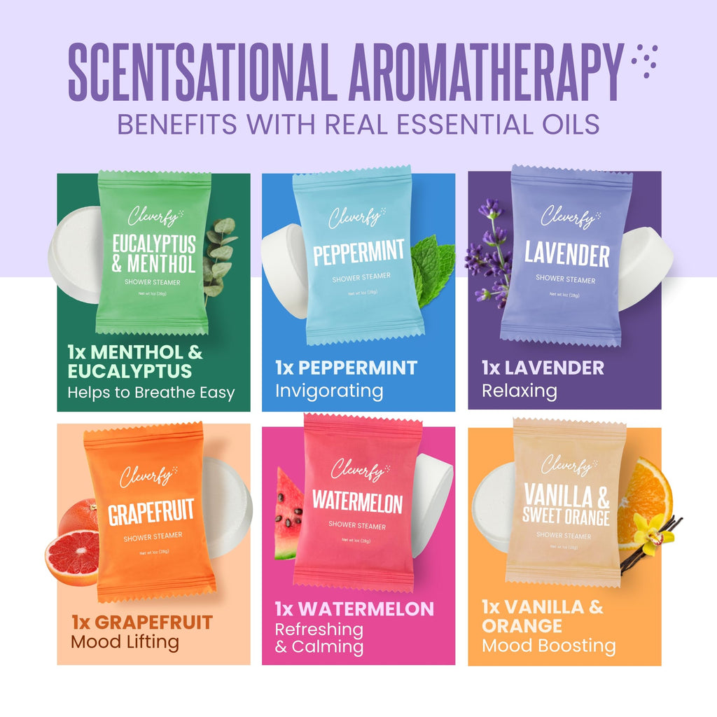 Cleverfy Shower Steamers Aromatherapy - Mother’s Day Gifts for Mom, Wife, Grandma - 30th, 40th, 50th & 60th Birthday Gifts for Women, Her, Best Friend, Daughter, Sister, Teens & Girlfriend - 6 Tablets