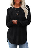 Saloogoe Black Sweaters for Women Tunic Shirts for Women Dressy Casual Long Sleeve Fall Tops 2025 Fashion XL