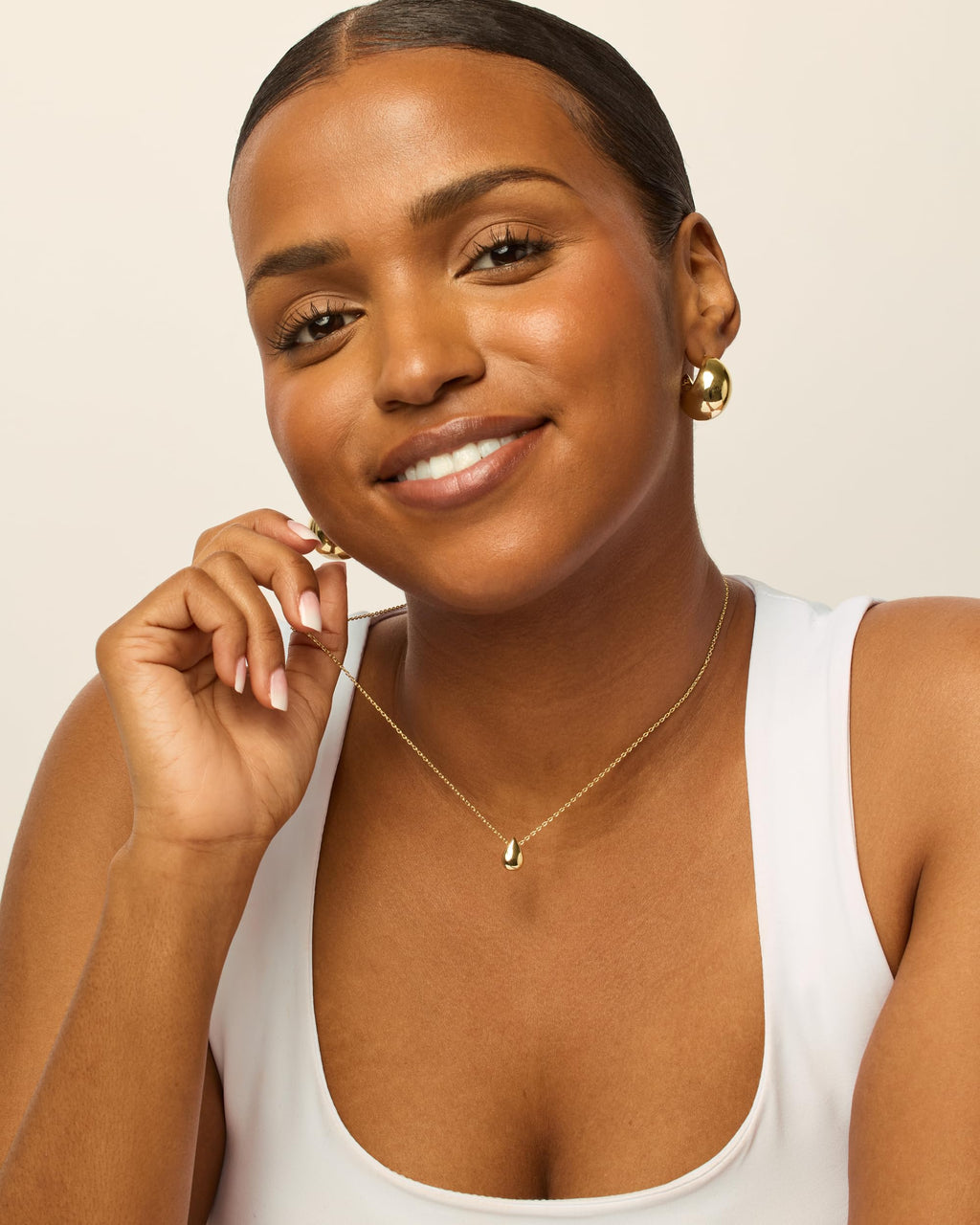 PAVOI 14K Yellow Gold Plated Dainty Pear Pendant Necklace for Women | Tear Pendant Necklaces