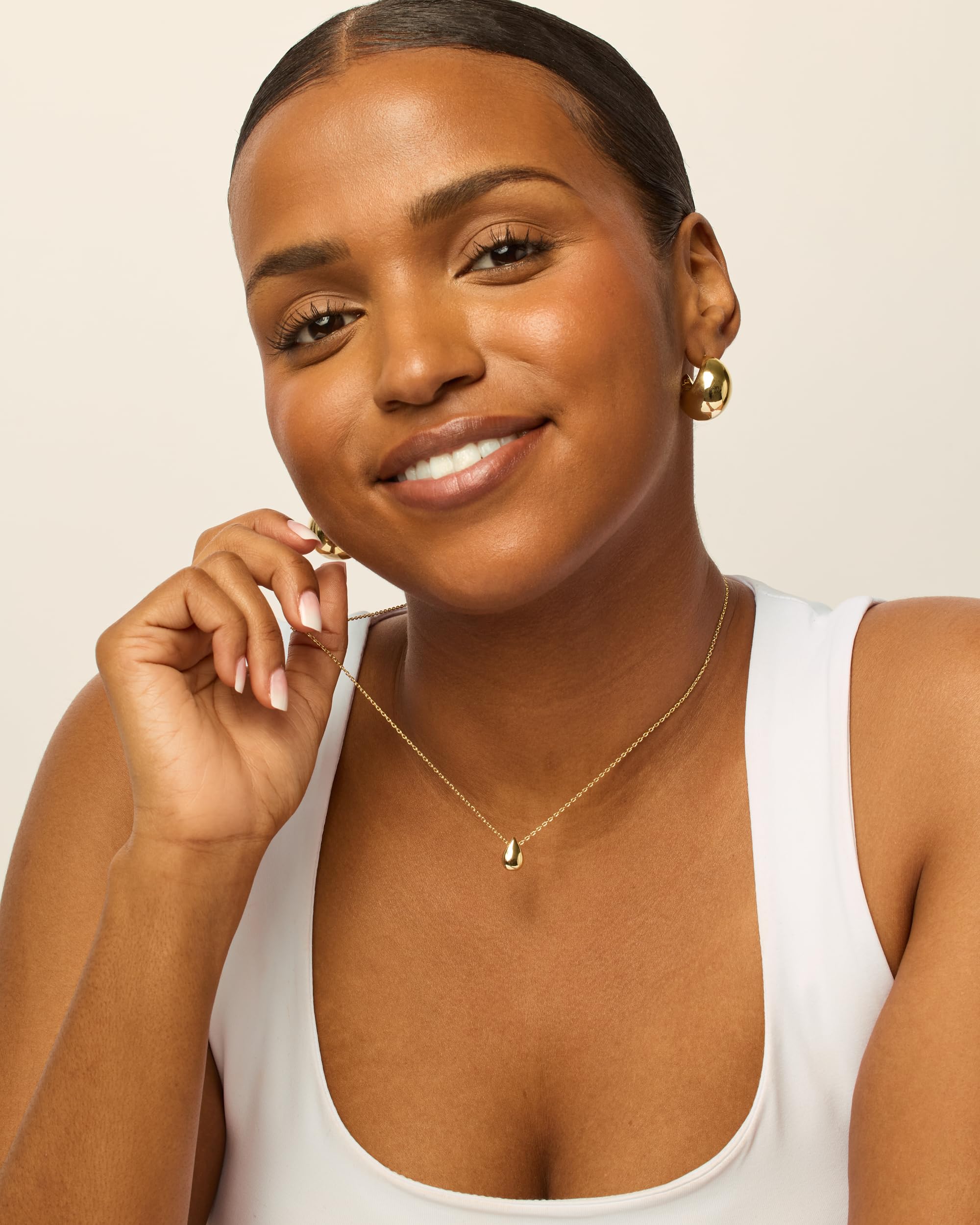 PAVOI 14K Yellow Gold Plated Dainty Pear Pendant Necklace for Women | Tear Pendant Necklaces