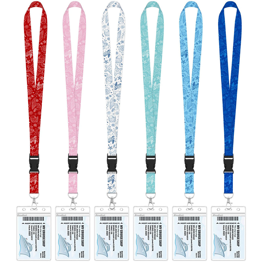 6 Pack Lanyards for Cruise Ship Cards with Waterproof ID Card Badge Holders for Royal Caribbean Cruise Essentials 2026（Ocean）