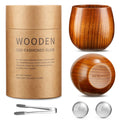 GENUINED Bourbon Gifts for Men, The Original Wooden Whiskey Glasses Set of 2, Old Fashioned Bourbon Drinking Glass, Birthday, Anniversary, Fathers Day Present for Dad, Husband, or Brother