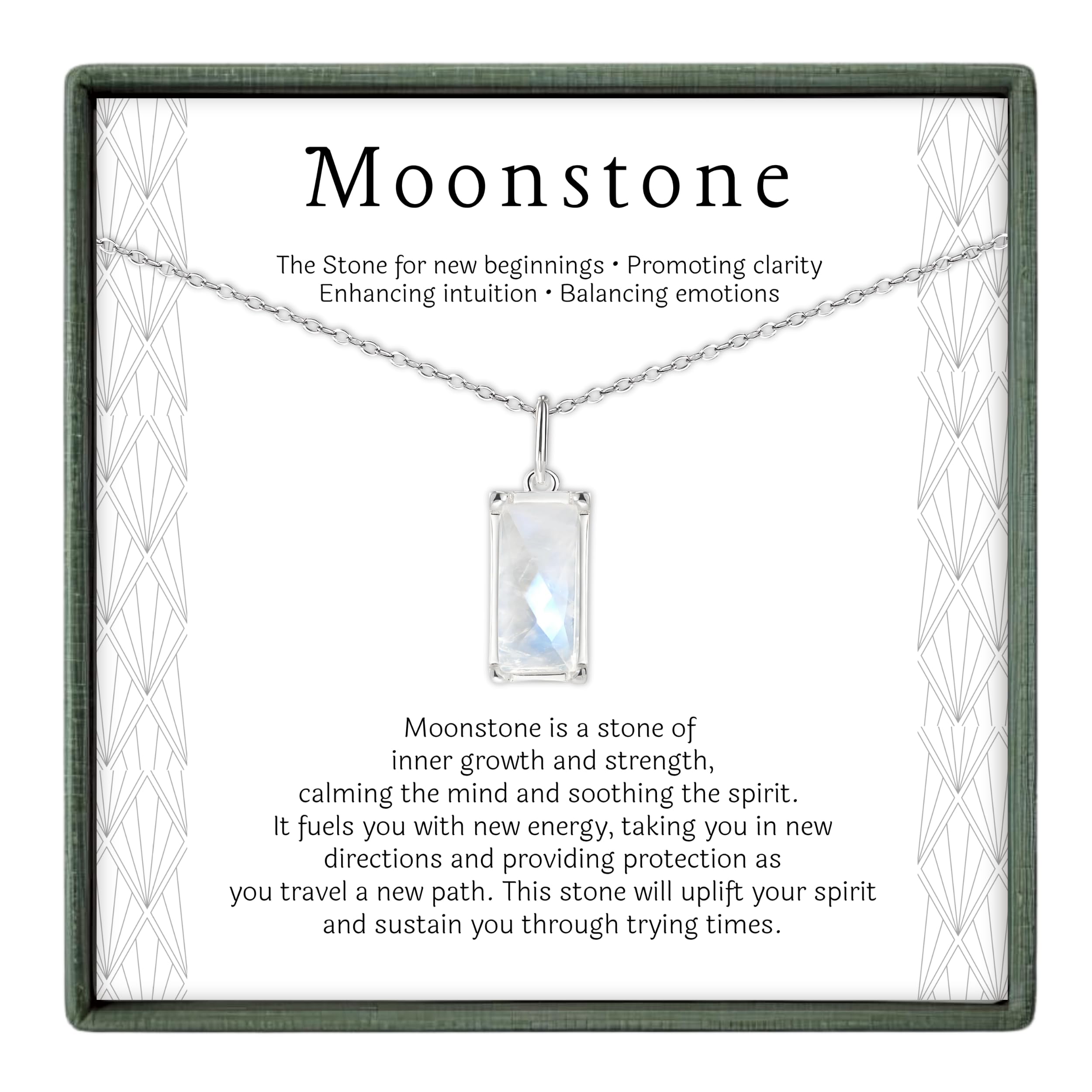HOPE LOVE SHINE New Beginnings Rainbow Moonstone Sterling Silver Necklace for Women - Meaningful Jewelry Gifts for Her