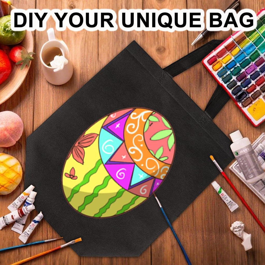 JERIA 50 Pack Black Reusable Totes Bag with Reinforced Handles Non Woven Bulk Shopping Bags