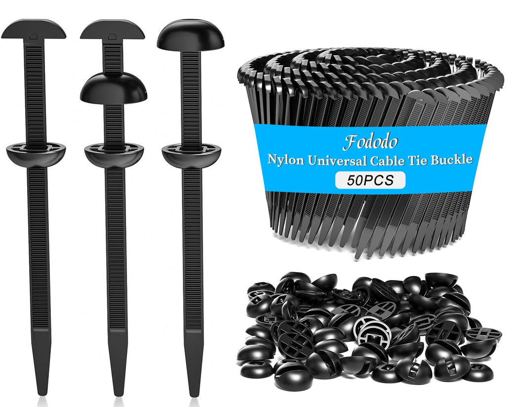 50Pcs Nylon Universal Cable Tie Buckle for Car, Upgraded Automotive Zipper Clips, Heavy Duty Self-Locking Zip Ties Holder with Pin & Button,Top Movable Dome Design