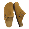 CUSHIONAIRE Hana - Genuine Leather Suede Classic Clog Womens Shoes - Slip On Mule Comfortable Shoes for Women, CAMEL 11