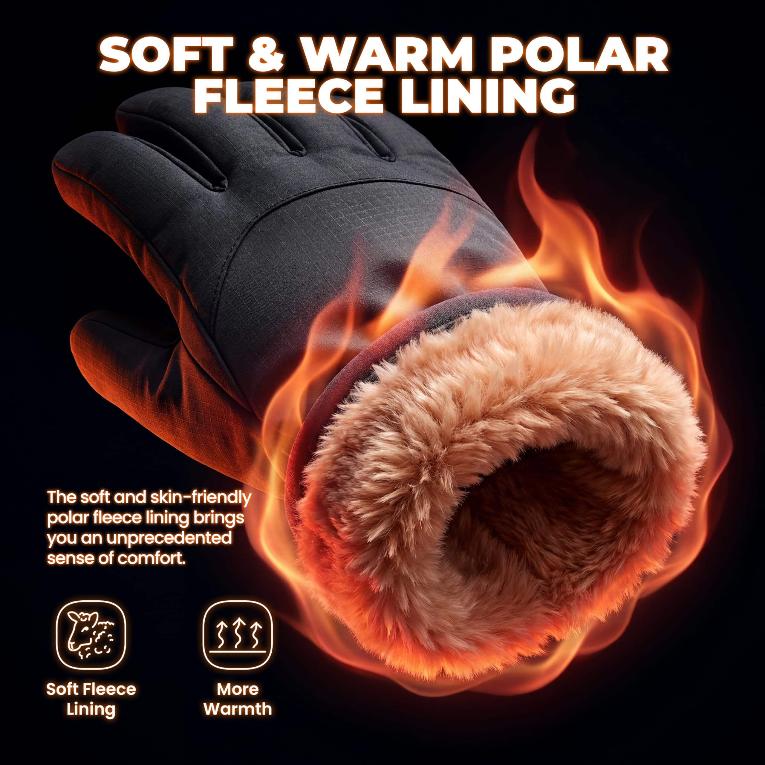 rivmount Winter Waterproof Ski Snow Warm Gloves for Women Men, Windproof Cold Weather Thermal with Touchscreen Fingers, for Running Driving Cycling Hiking Biking Outdoor Sports Daily Work