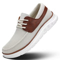 Mens Slip-On Loafers Comfortable Boat Shoes Lace Up Casual Walking Sneakers Mesh Business Oxfords Work Lightweight Soft Sole Beige