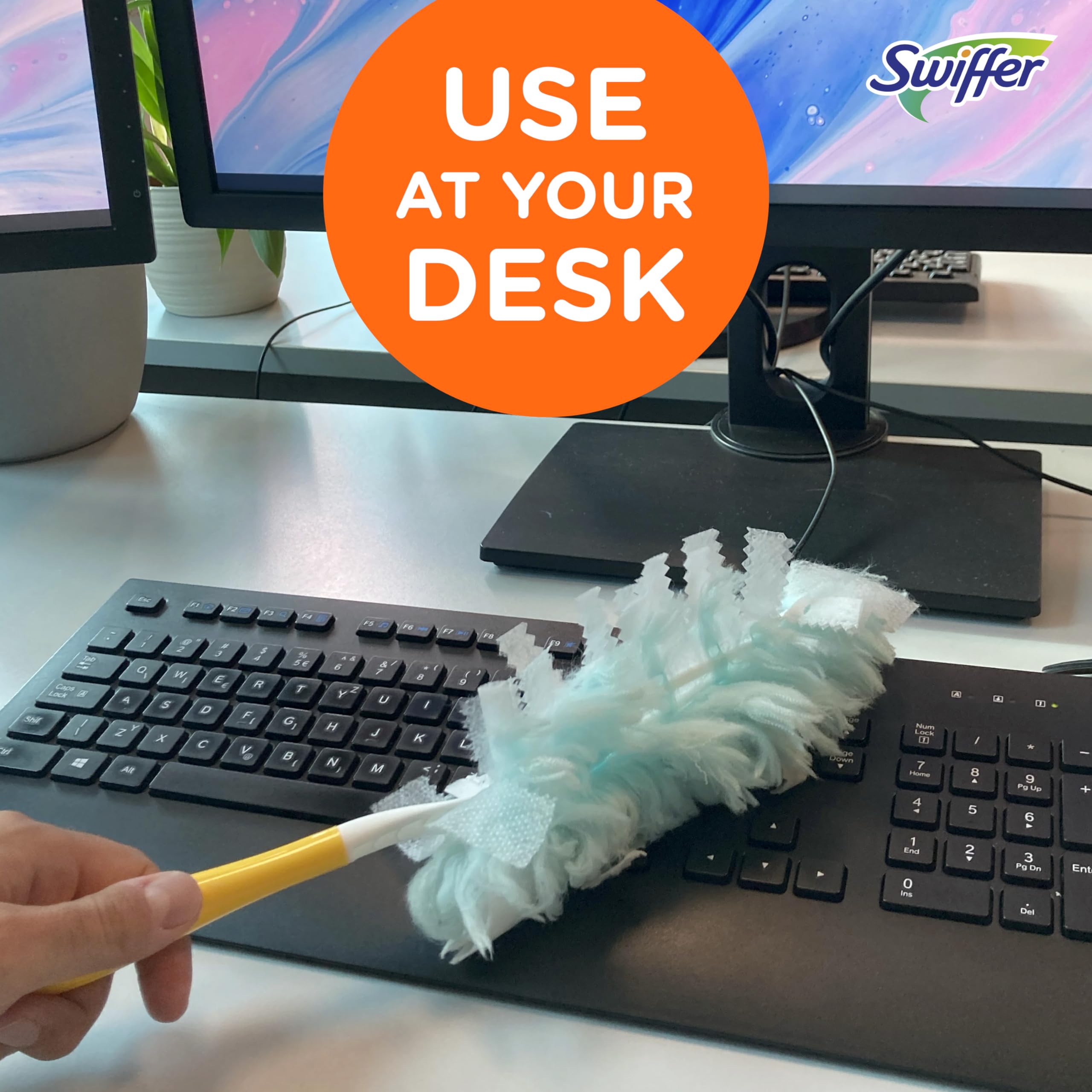 Swiffer Dusters Refill for Cleaning, Made by SWIFFER, Feather & Microfiber Duster Disposable Alternative, for Dusting Furniture, Blinds, Ceiling Fans, Walls, Helps Remove Allergens, Unscented, 18ct