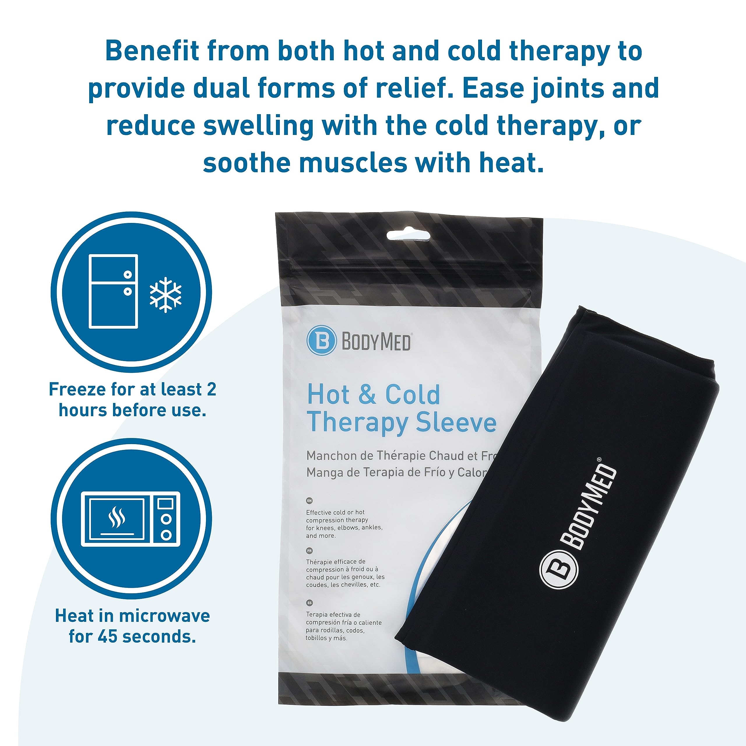BodyMed 360° Hot & Cold Sleeve for Knee, Elbow, Ankle, Wrist Discomfort Relief – Flexible, Reusable Gel Ice Pack Compression Therapy for Sprains, Arthritis, Tendonitis - Small