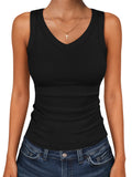 ANRABESS Tank Tops for Women V Neck Ribbed Knit Slim Fitted Sleeveless Basic Tee Tanks Casual Summer Clothes 2026 Black M