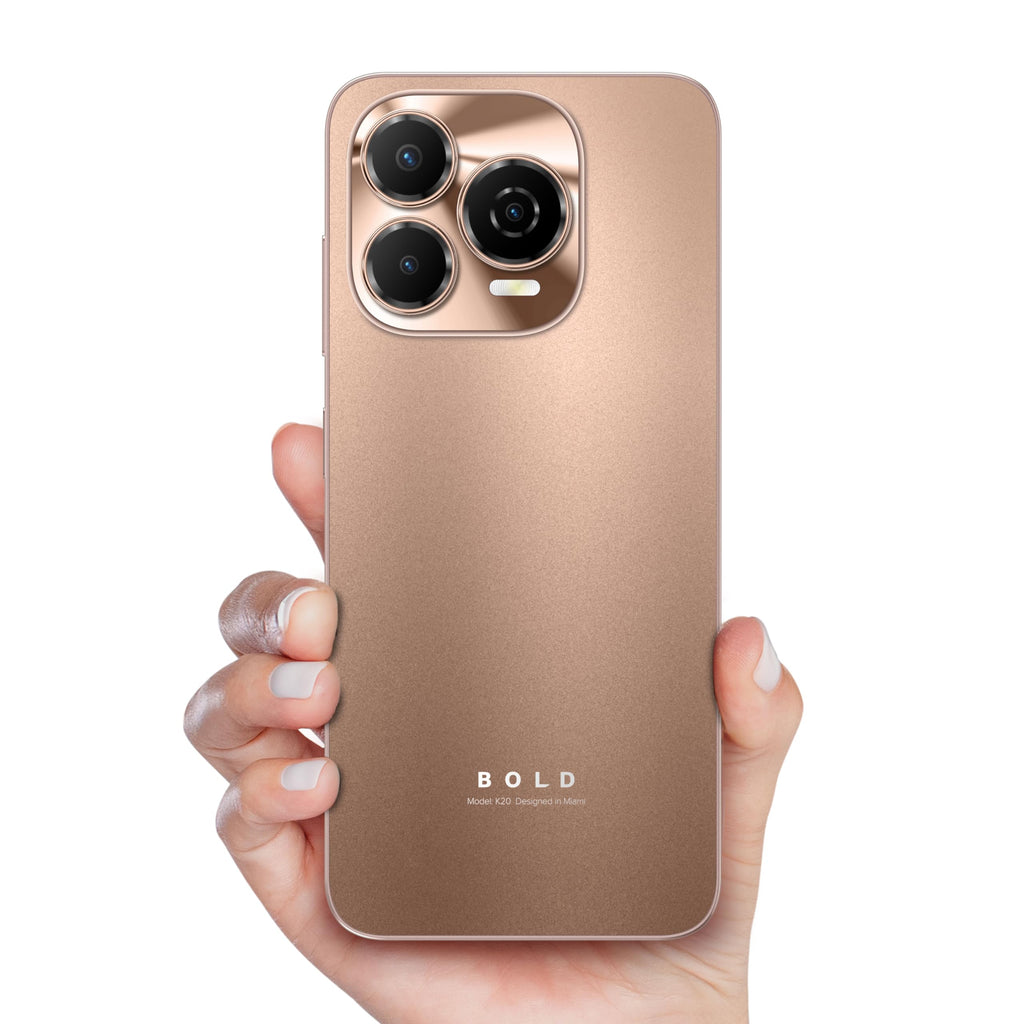 BLU Bold K20 | 2025 | All-Day Battery | Unlocked | 6.7” HD+ Infinity Dot Display | 256/4GB | Triple 50MP Camera | US Version | US Warranty | (Gold)