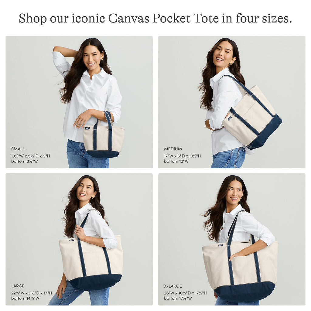 Lands' End Natural Open Top Canvas Tote Natural/heritage Red Medium Regular Handle