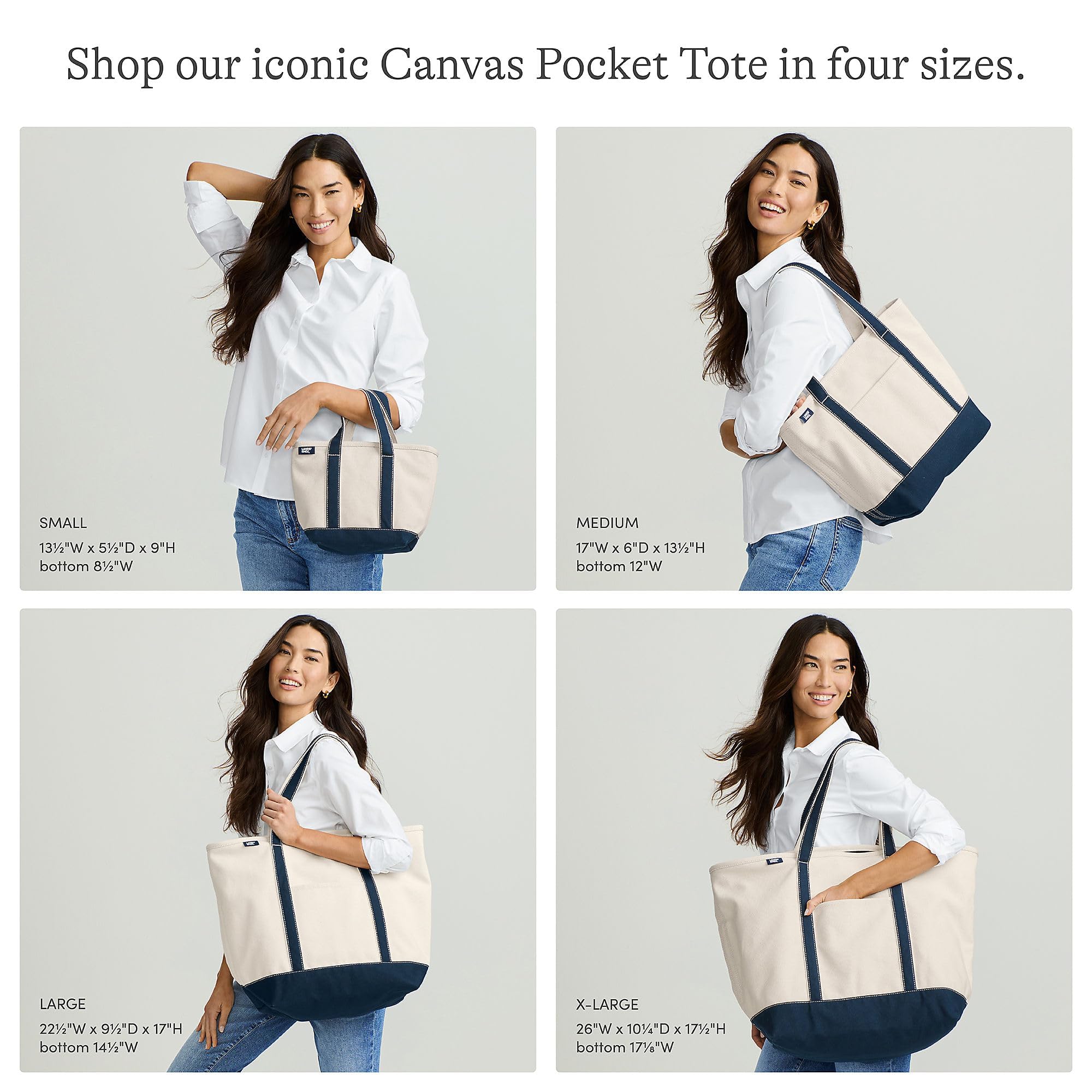 Lands' End Natural Open Top Canvas Tote Natural/heritage Red Medium Regular Handle