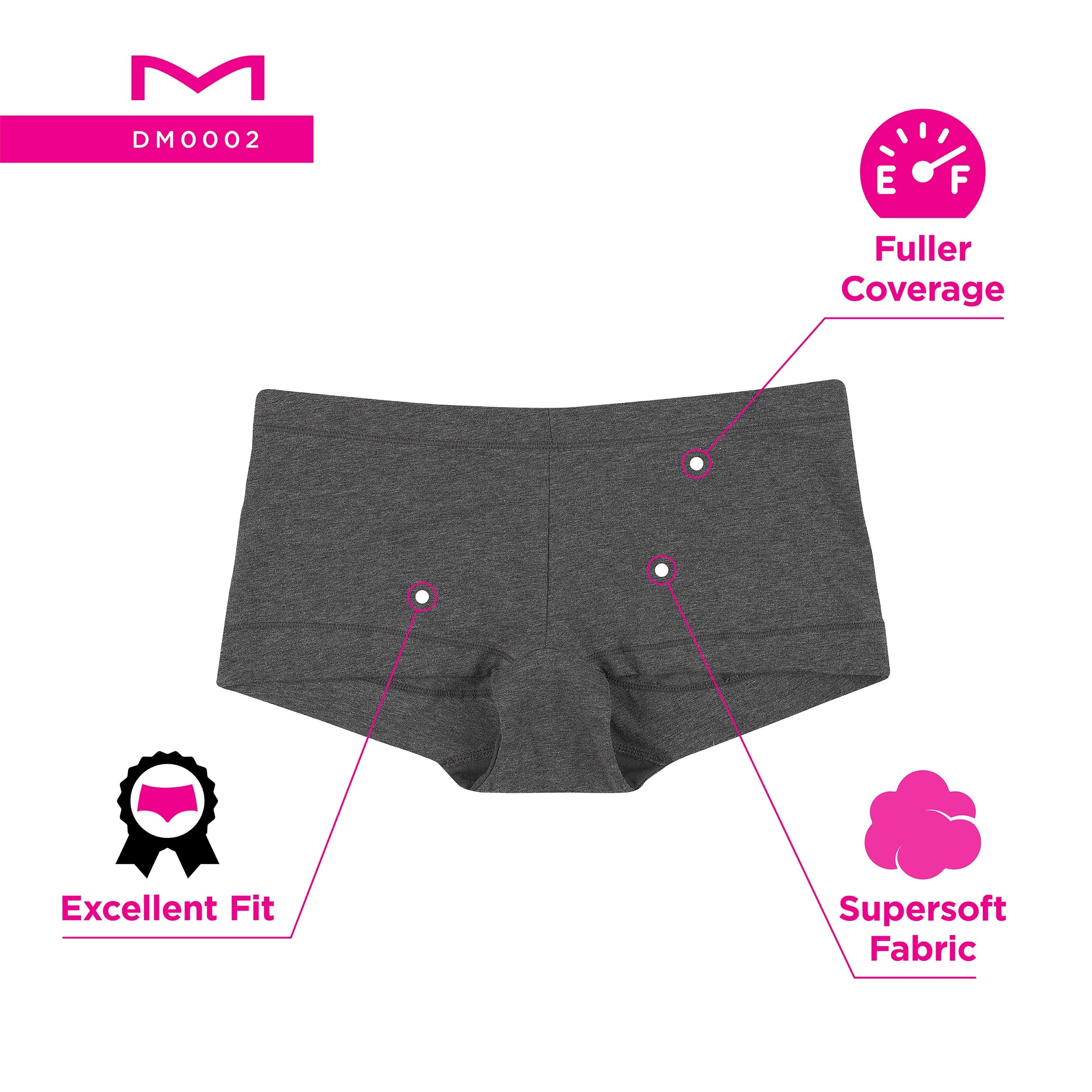 Maidenform Women's Underwear Boy Shorts Pack, 3-Pack, Stretch Cotton Underwear Women Pack, Comfy Boy short Panties for Women