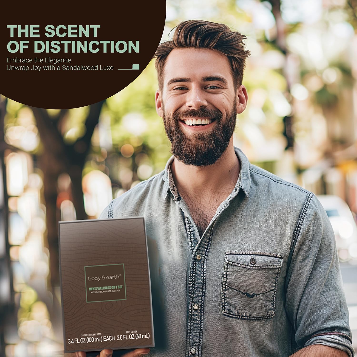 Mens Gifts, Sandalwood Scent Gift 3pcs Birthday Gift for Men, Christmas and Father Day Gifts