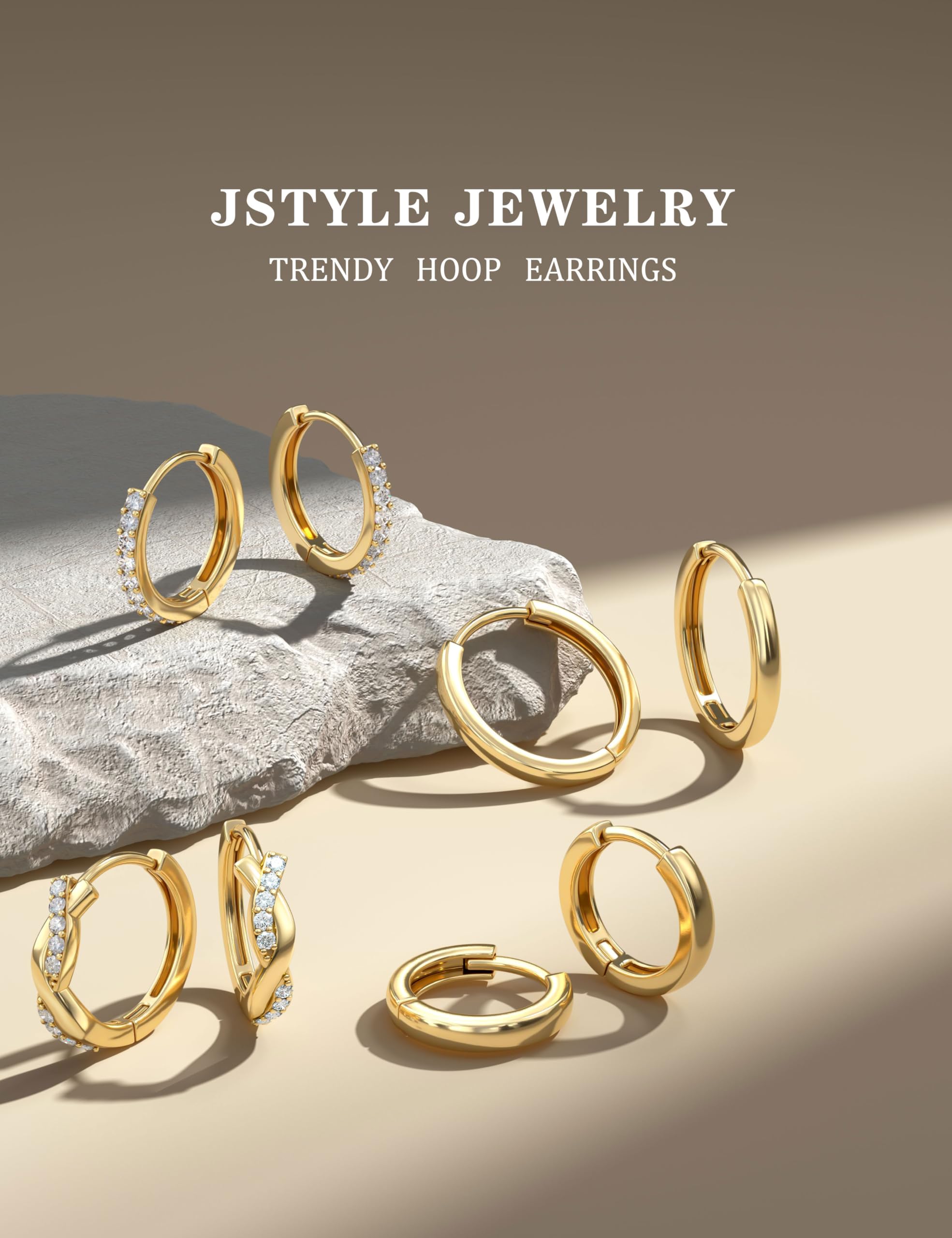 Jstyle Small Gold Hoop Earrings for Women Trendy 14K Gold Plated Huggie Earrings Hypoallergenic Cartilage Earring Stack Cute Dainty Huggie Hoops Earring Sets for Multiple Piercing