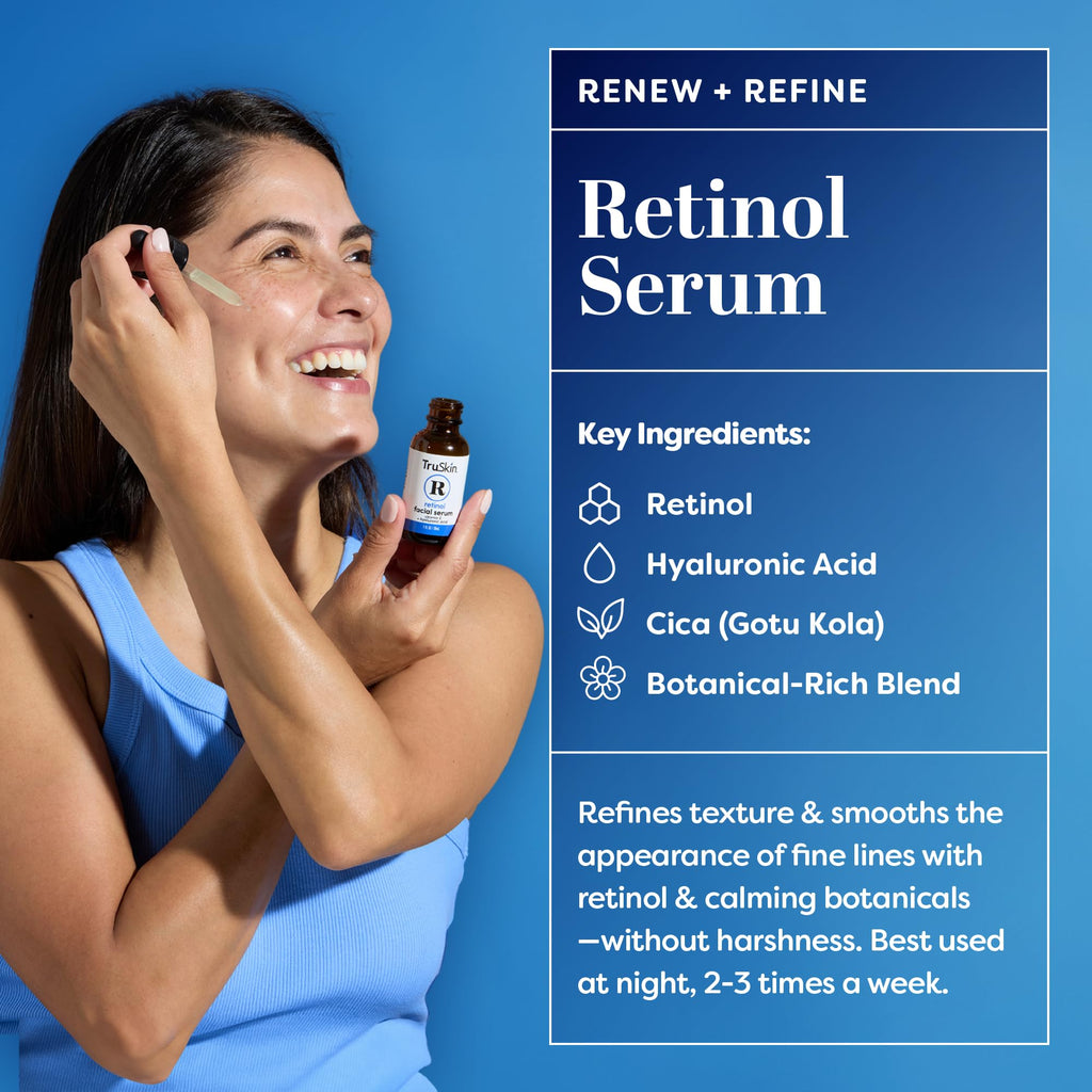 TruSkin Face Serum Trio – Vitamin C, Retinol & Hyaluronic Acid Anti-Aging Serums for Face – AM, PM & All-Day Skincare Routine – Brightening, Smoothing & Hydrating Facial Serums, 1 fl oz Each