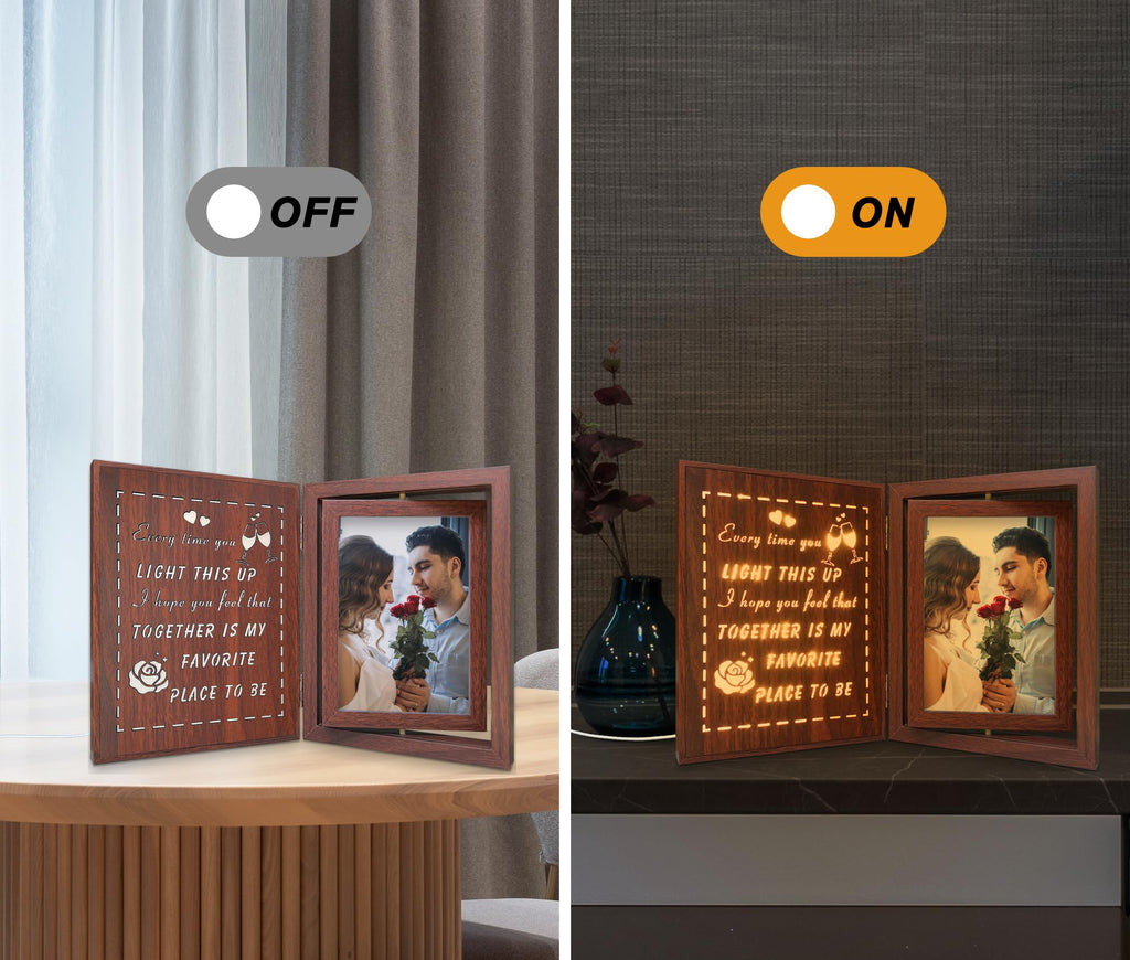 soruney Light Up Couples Picture Frame, USB Powered Romantic Rotating Love Frame for 2 4x6 Photos – Wedding Anniversary or Valentine’s Day Gifts for Couples, Boyfriend, Girlfriend, Husband, Wife
