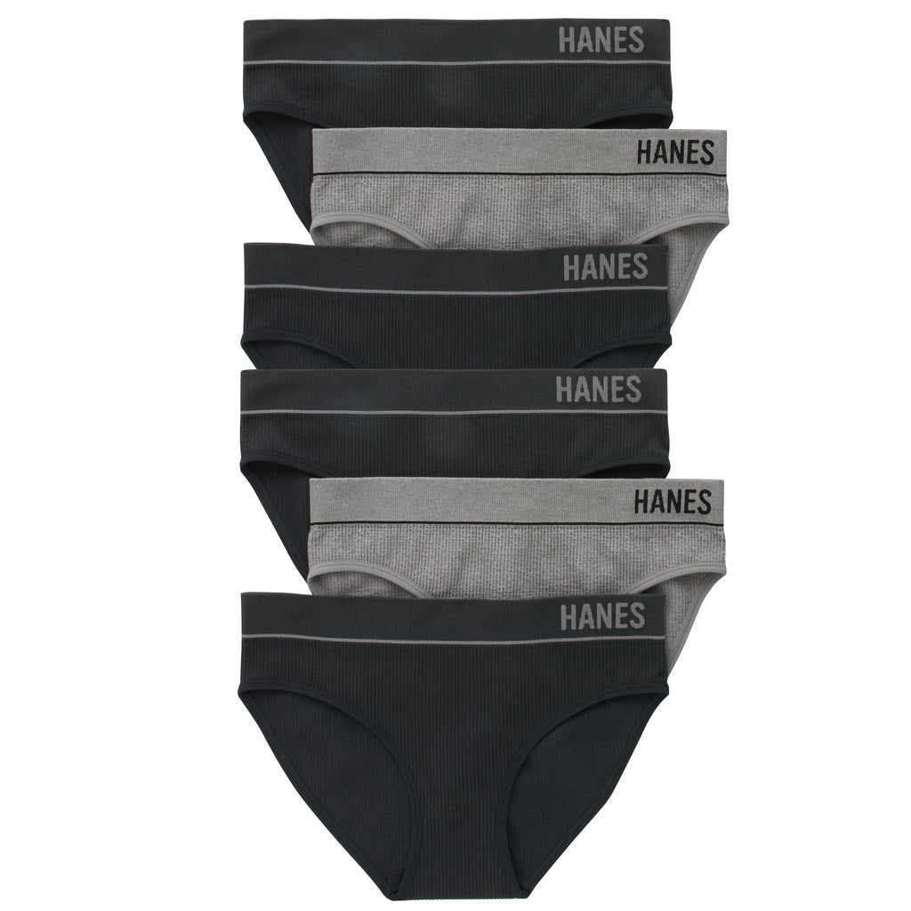 Hanes Originals Women’s Underwear, Seamless Rib Bikini Panties, 6-Pack