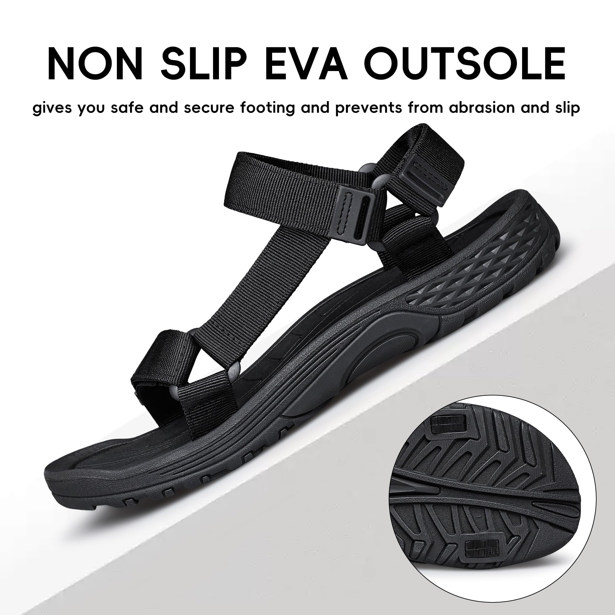 vibdiv Mens Sport Sandals Hiking Open Toe Non Slip Athletic Sandals Walking Casual Comfortable for Summer Outdoor Wading Beach Water Shoes Sandalias de hombre Black Size 13