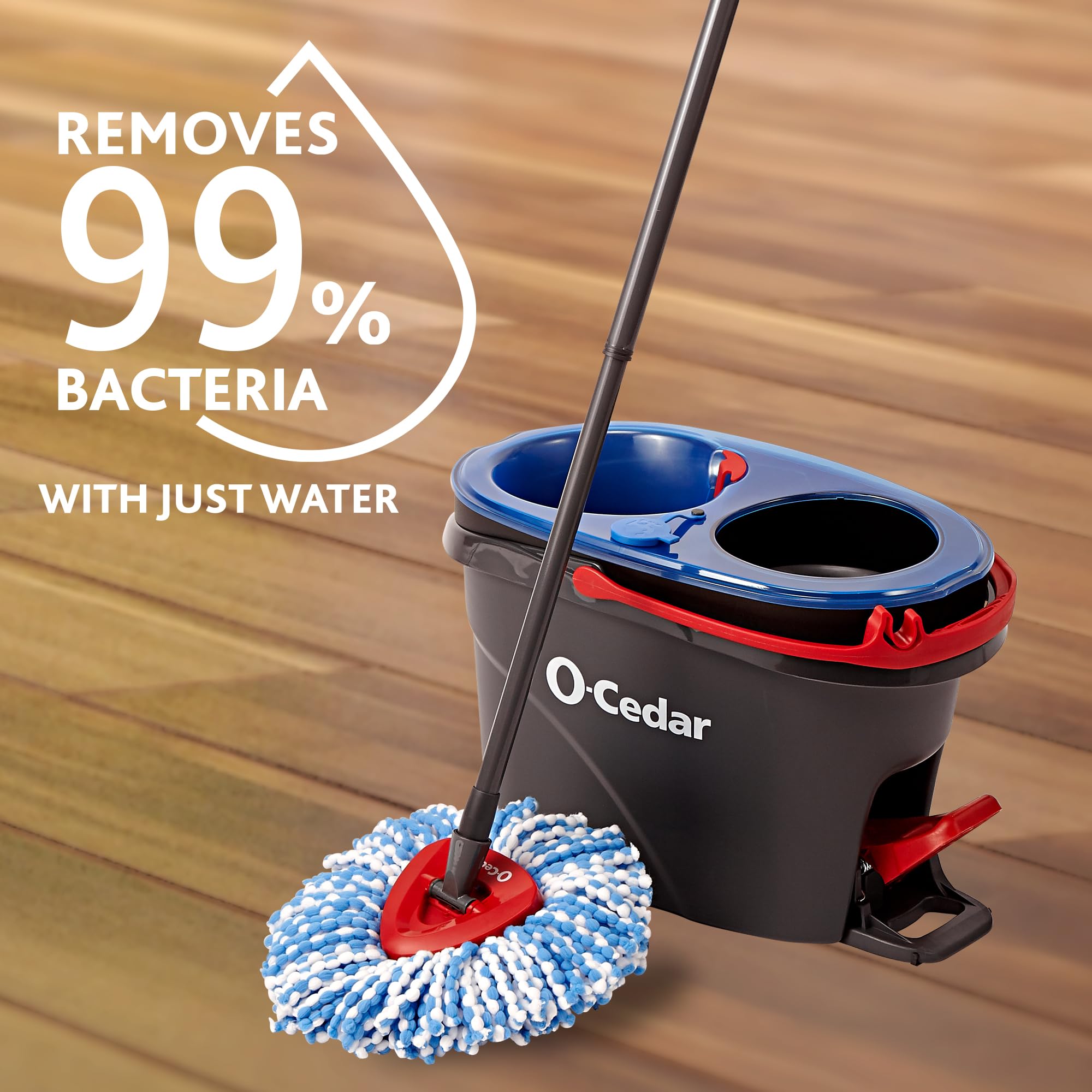 O-Cedar RinseClean Spin Mop & Bucket System | Clean with Water | Removes 99% of Bacteria Plastic