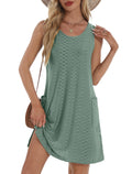 BKRIVE Summer Dresses for Women 2026 Trendy Casual Loose Sleeveless Dress Sundresses with Pockets Swimsuit Coverup Teal Green M