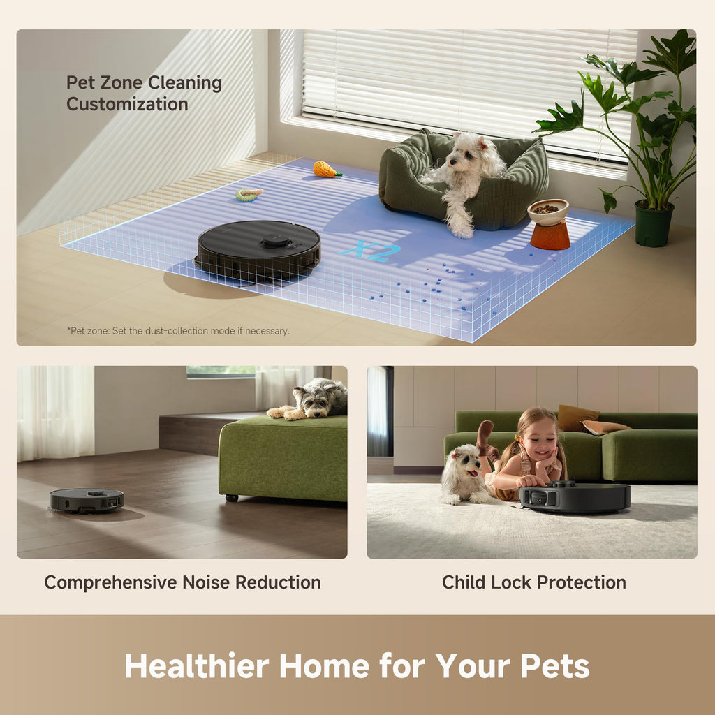 DREAME L40 Ultra Gen 2 Robot Vacuum and Mop with 25,000Pa Suction, Extendable Side Brush and Mop, All-in-One Self-Emptying & Cleaning Dock, Voice & App Control, Black