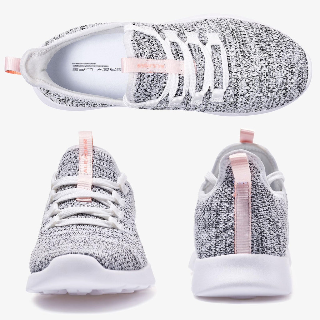 ALEADER Women's Energycloud Slip On Walking Shoes Pure Running Shoes for Gym Workout Treadmill Running Errands White Gray Size 6 US