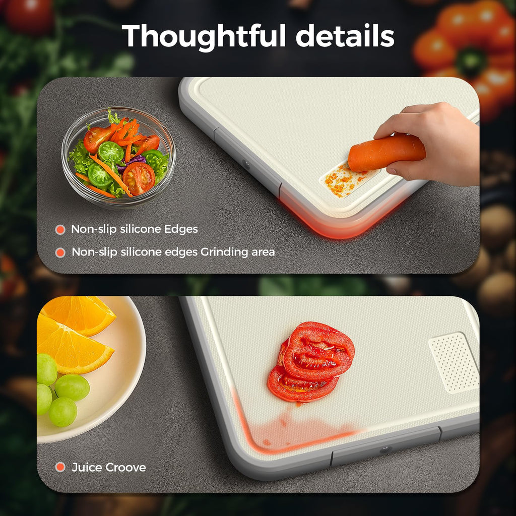 Sumzzz Stainless Steel Cutting Board for Kitchen, 2-in-1 Double-Sided Chopping Board, Food Grade Stainless Steel/PP, Easy to Clean, Large Size, Non-Slip, 16”×11”