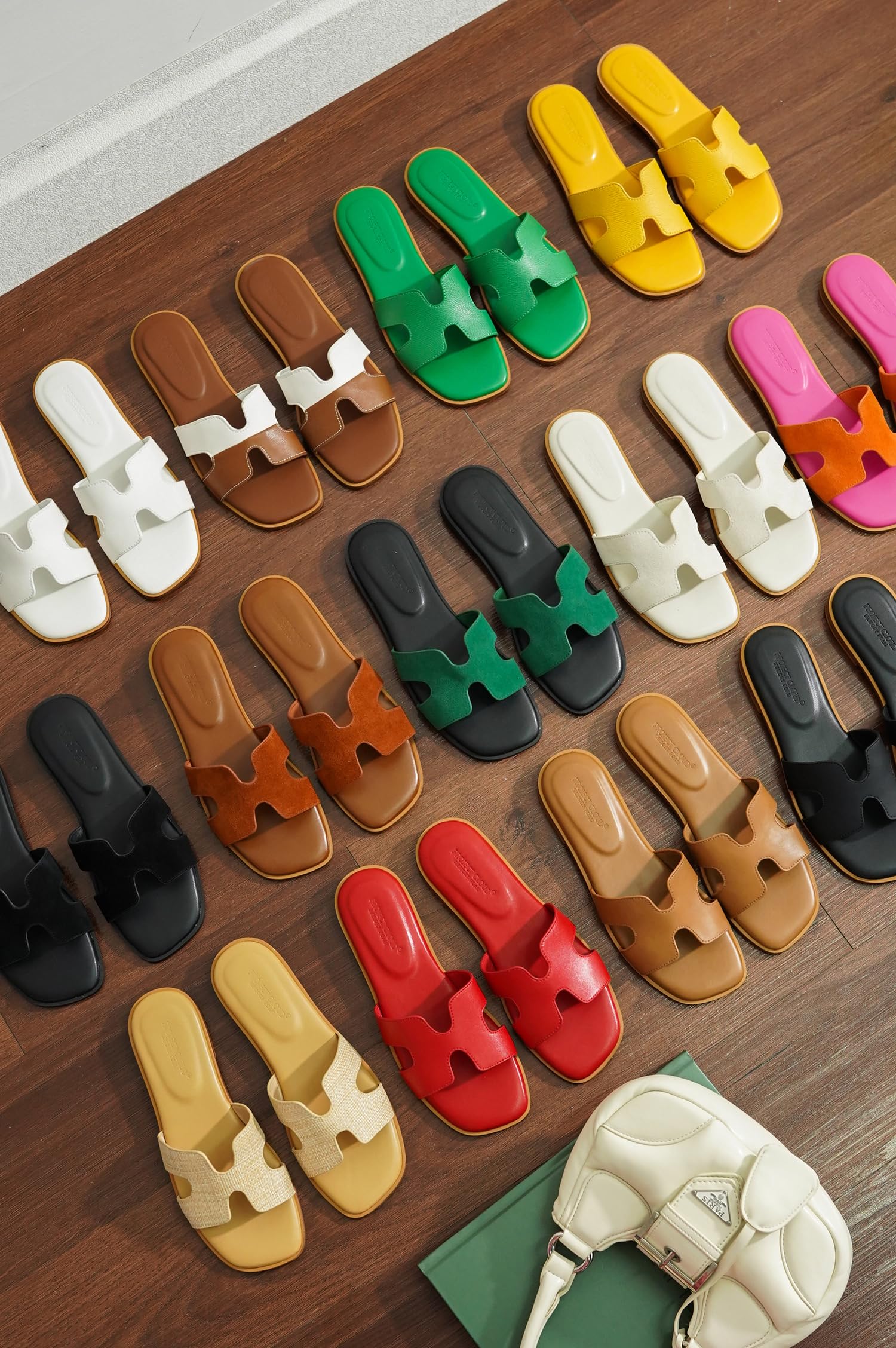 Project Cloud 100% Genuine Leather Sandals for Women 2026 - Fashion Flat Womens Sandals with Memory Foam Insole Slides Sandals Women Footwear - Mules Women's Sandals (Jannel,Cogn, 11)