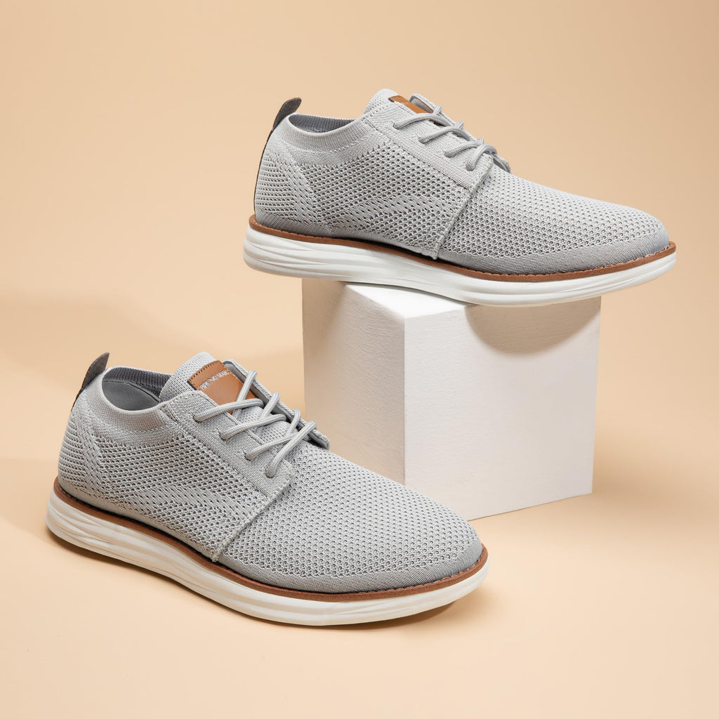 Bruno Marc Men's KnitFlex Breeze Mesh Oxford Sneakers - Breathable Business Casual Shoes Lightweight & Comfortable Walking Shoes for Men, Size 12,Grey,GRAND-01