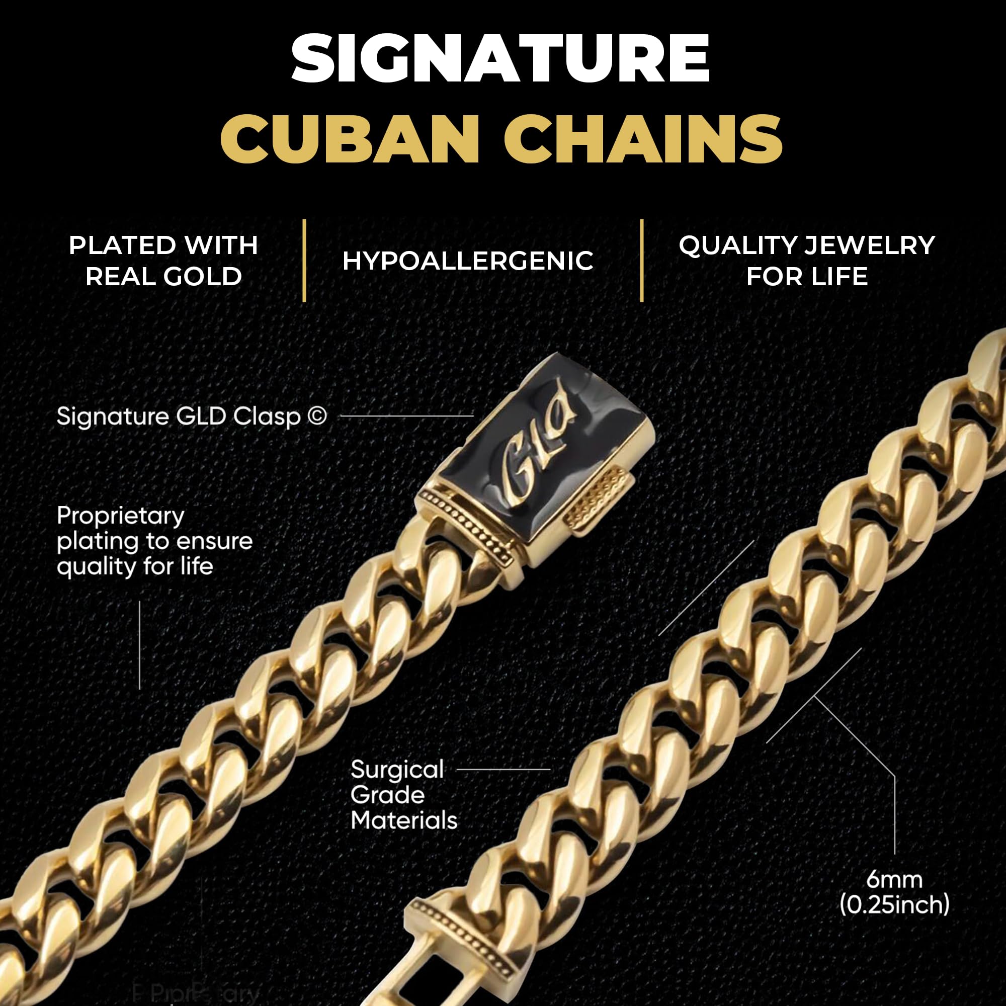 GLD Cuban Link Chain for Men and Women - 8MM, 22", 18K Gold-Plated Miami Cuban Chain with Premium Travel Pouch - Snatch-Proof, Sweat-Proof, Fade-Resistant - Lifetime Quality, Designed in Miami