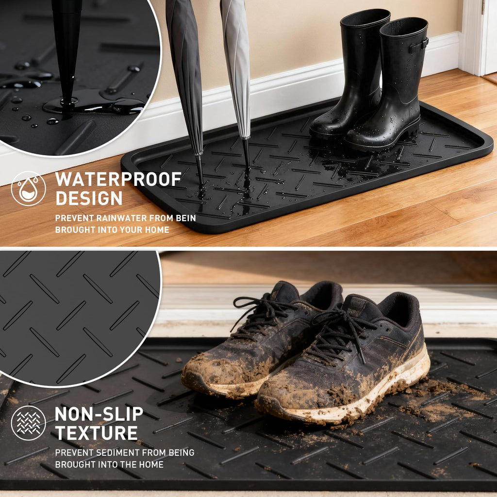 TonTool Boot Trays Heavy Duty Rubber Mat with Lip, Waterproof Shoe Mat Tray for Entryway Shoe Tray Multi-Purpose for Indoor or Outdoor 27.56 x 15.75inch