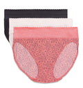 Warner's womens Blissful Benefits Dig-free Comfort Waistband With Lace Microfiber Hi-cut 3-pack 5109w Underwear, Sunkissed Coral Crystal Web/Rosewater/Black, X-Large US