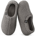 HomeTop Women's Fuzzy Curly Fur Memory Foam Loafer Slippers Bedroom House Shoes with Polar Fleece Lining (8.5, Grey)
