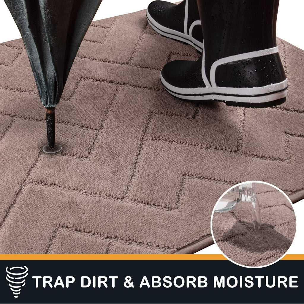 PURRUGS Dirt Trapping Door Mat 34" x 59", Non-Slip Machine Washable Entry Rug, Dog Doormat, Indoor Front Door Mat, Super Absorbent Entryway Rug for Muddy Shoes & Paws, Grayish Brown