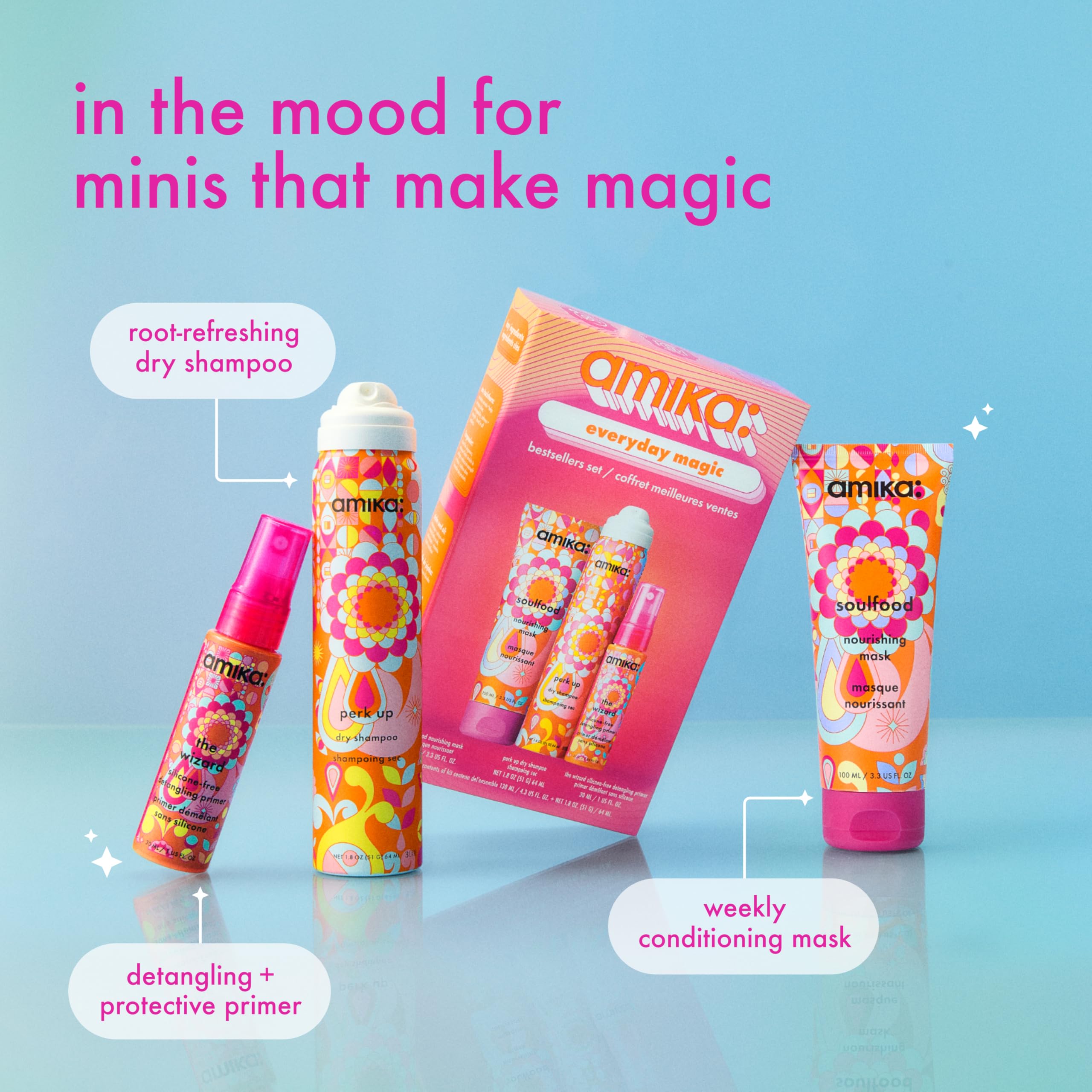 amika everyday magic bestsellers set | gift set for all hair types, TSA travel-size approved